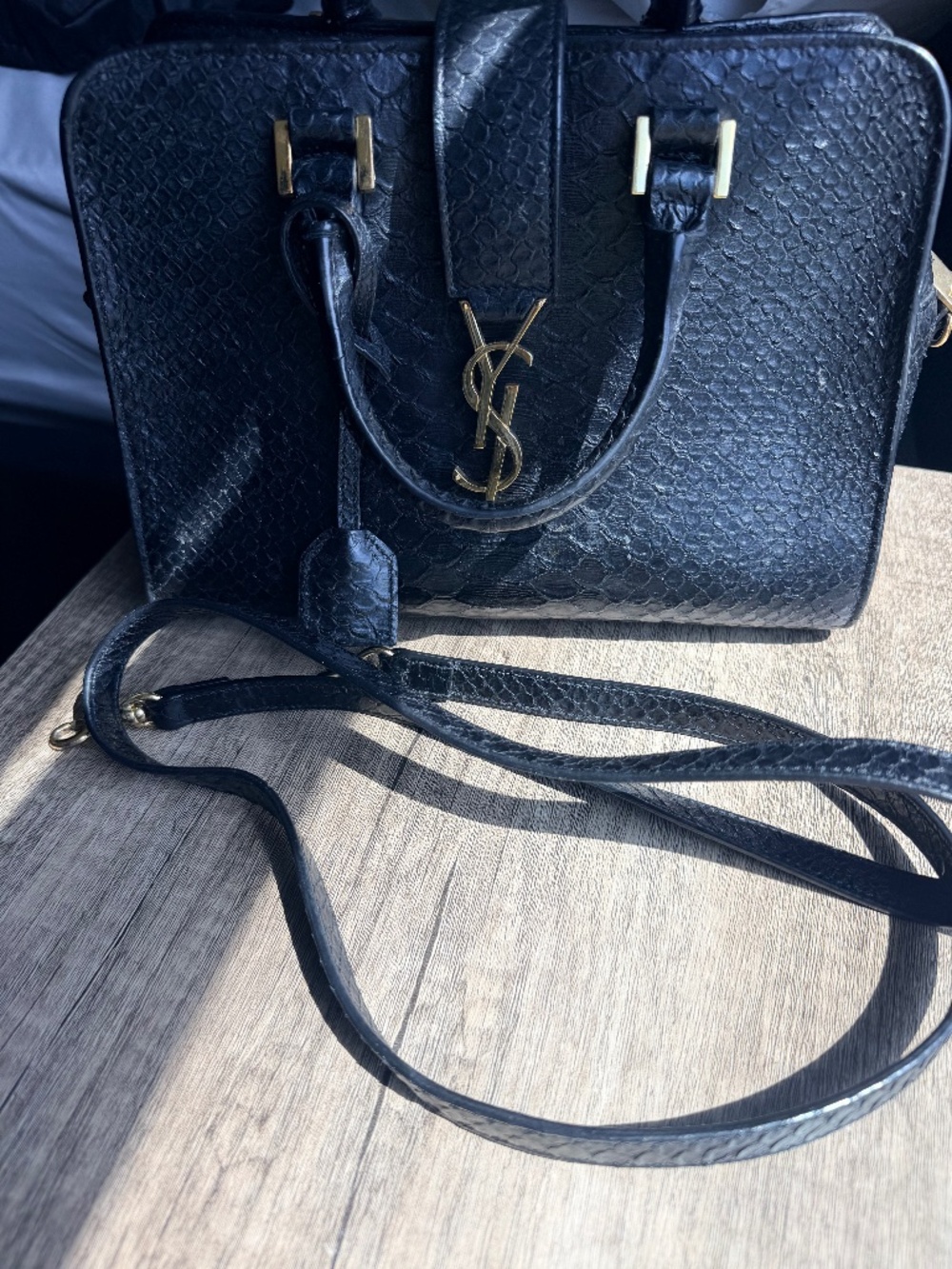 YSL Cabas Monogram Python Embossed Satchel